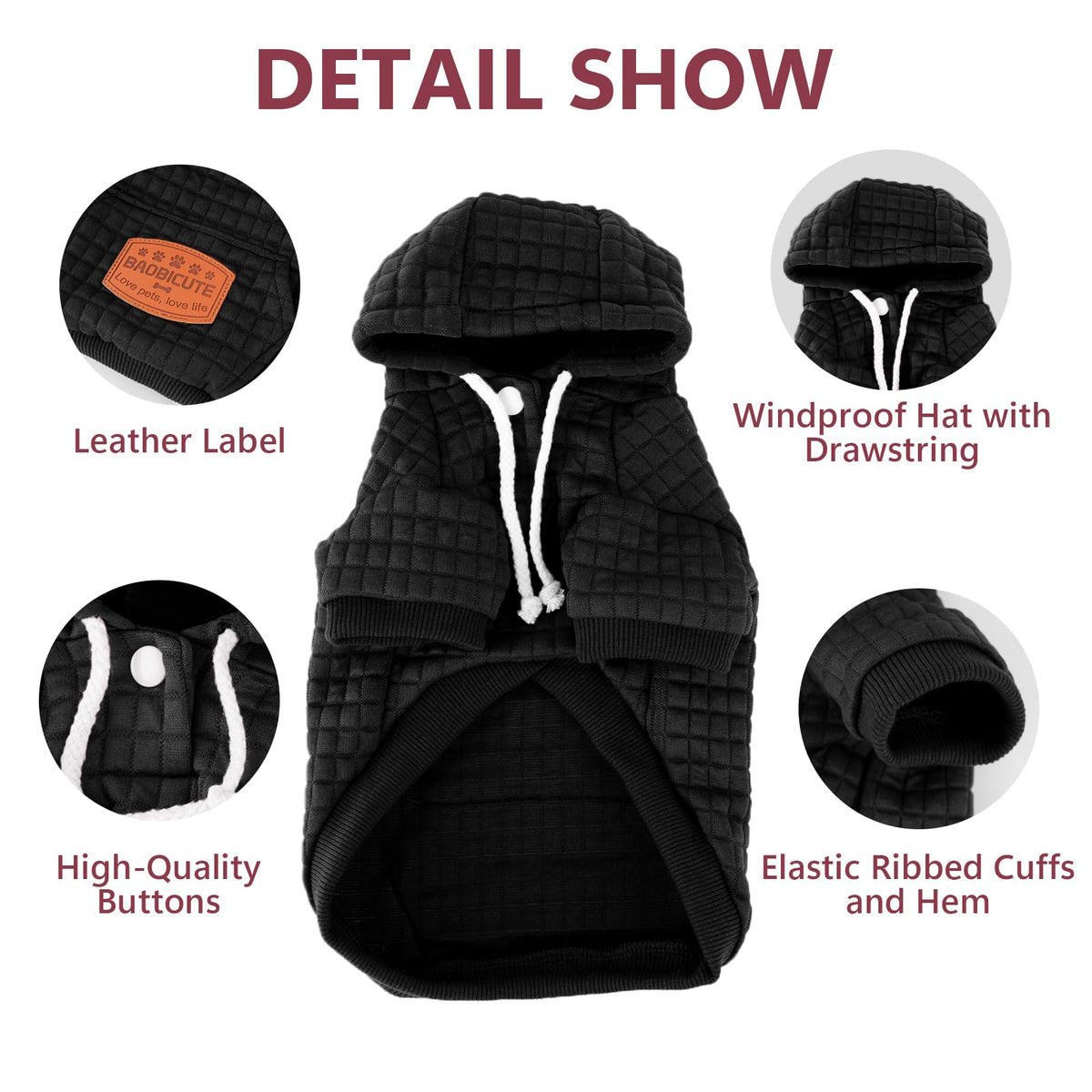 2 Pack Dog Hoodie Sweaters for Small Medium Dogs Warm Dog Clothes for Large Dogs Soft Waffle (Black+Grey / S/M (Back: 13",Chest: 18.5", 18-26 bs))
