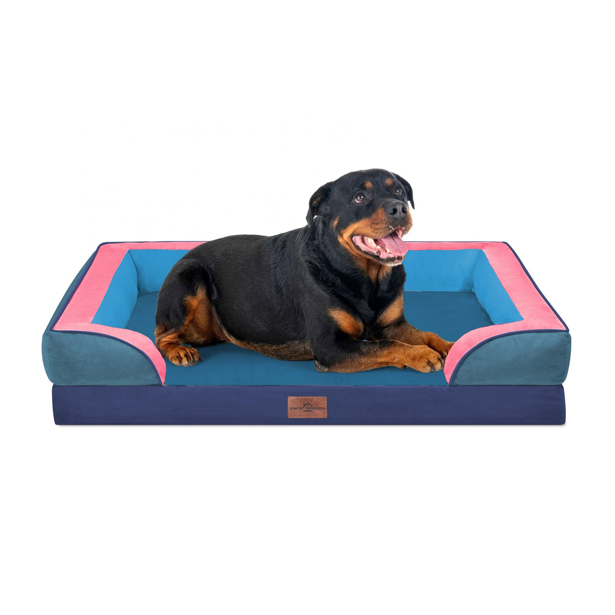 Orthopedic Dog Bed for Extra Large Dogs with Bolster (45.0"L x 35.0"W x 8.5"Th / Enchanted Cove)