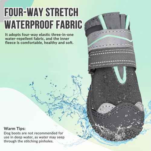 Dog Shoes for Large Small Medium Dogs (Grey / #5 (Width 2.4 inch) for 40-58 lbs)