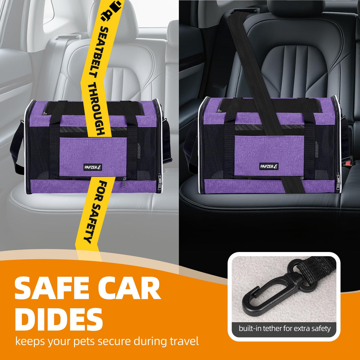 Cat Carrier Soft (Purple / 18.5"L x 11.8"W x 11.8"H)