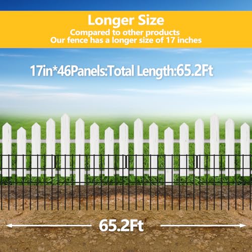 46 Panels Animal Barrier Fence (Black / 46 Panels-65.2ft(L)x13in(H))
