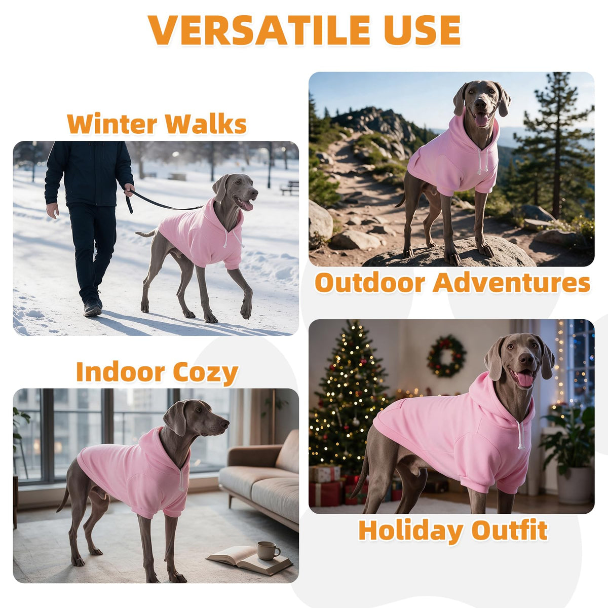 Dog Hoodie for Large Medium Small Dogs (Pink / X-Large)