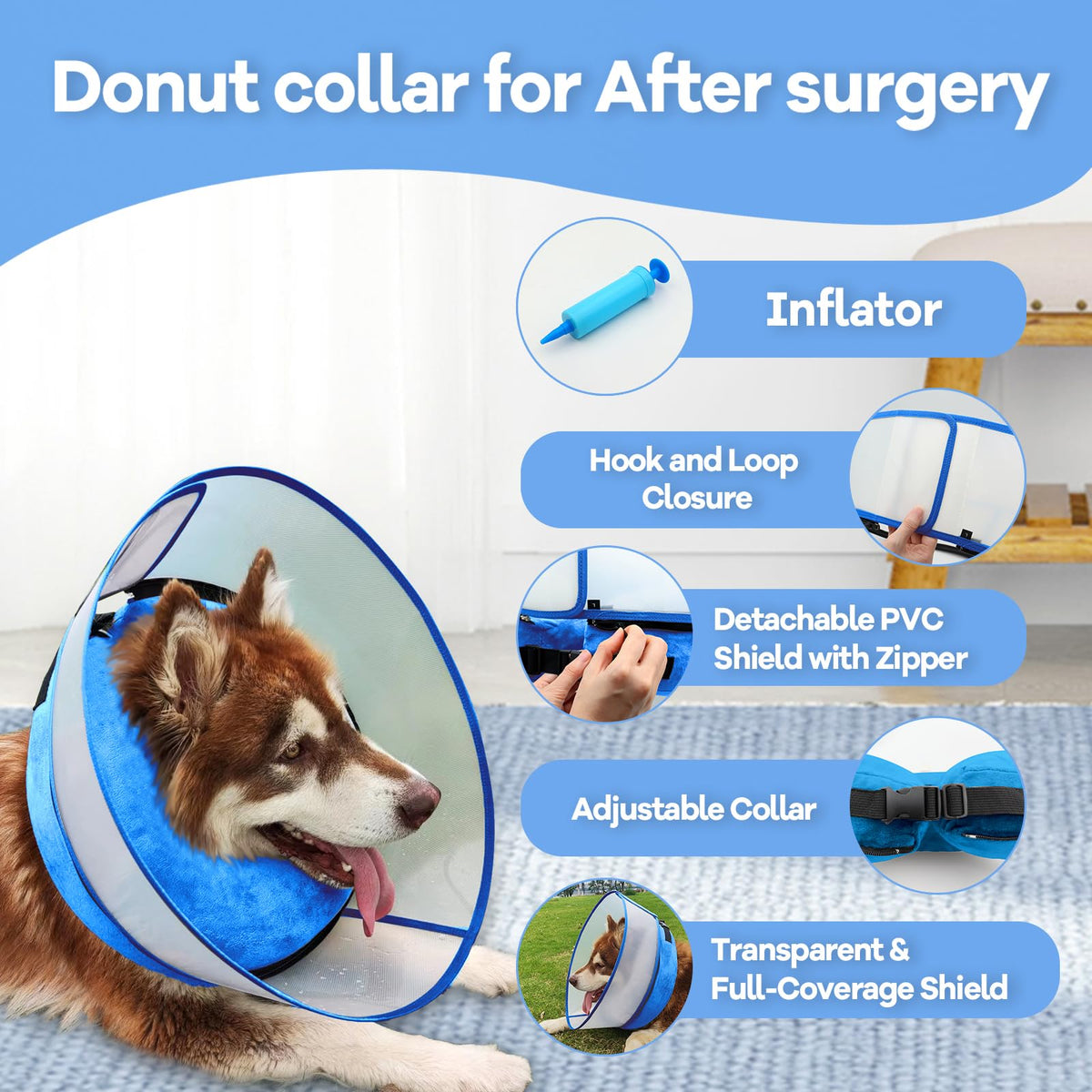 Inflatable Dog Cone Collar (XL (Neck: 18-22") / Blue)