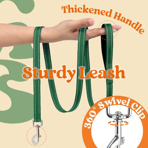 Dog Harness Small Sized and Leash Set (Orange & Dark Green / M (Chest: 16.0"-18.5"))