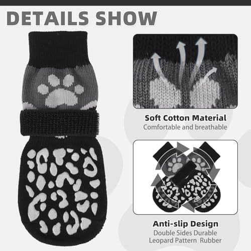 Dog Socks Shoes for Hot Pavement (Grey+black / Small(4 Pack))