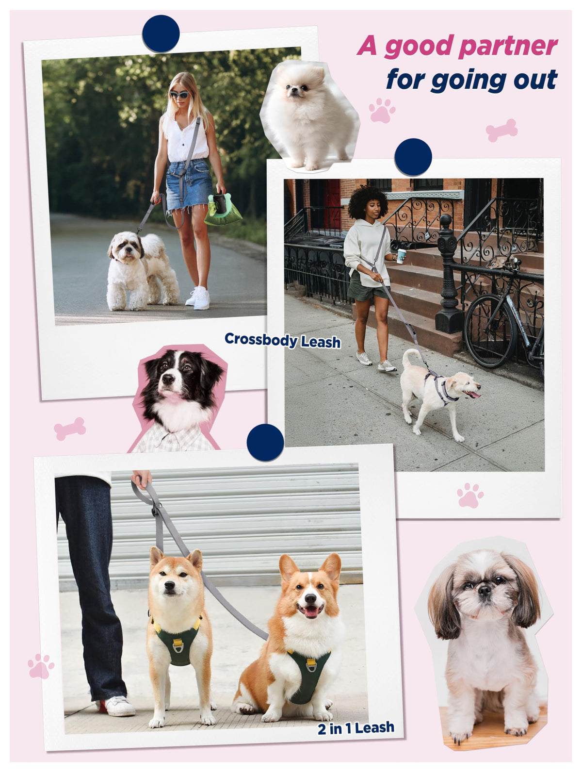 Hands Free Dog Leash (5.9-10.1 FT Grey)