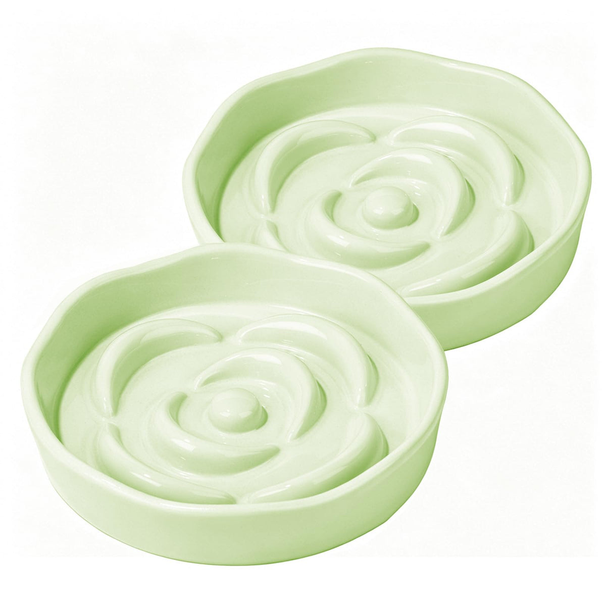 Slow Feeder Cat Bowl Set of 2 (Milk green)