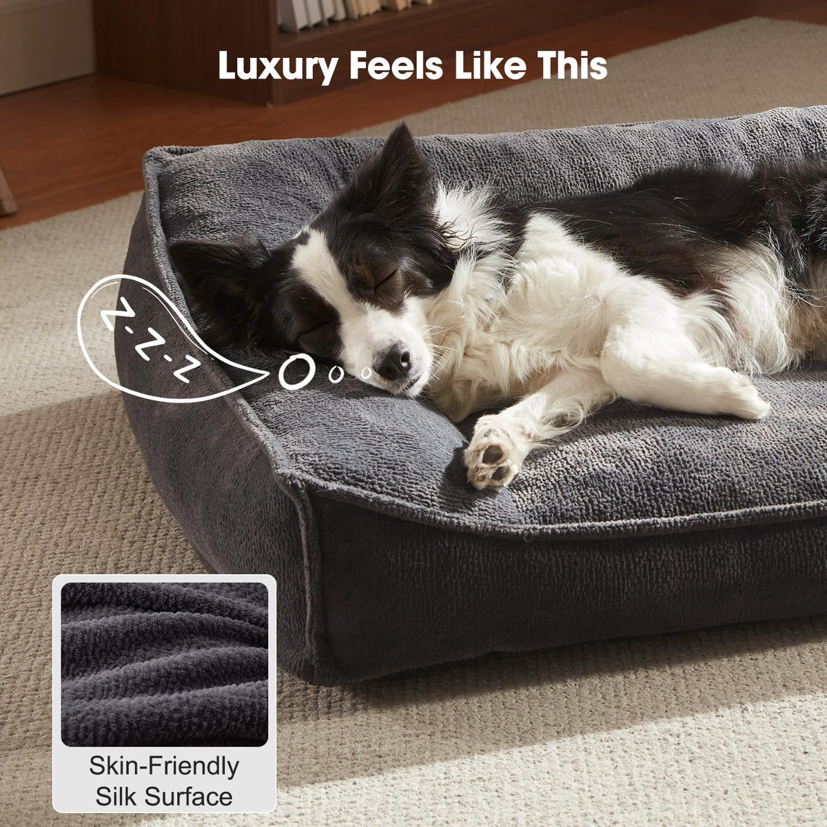XL Orthopedic Dog Bed Large Sized Dog (Grey / 42"L x 30"W x 9.5"Th)