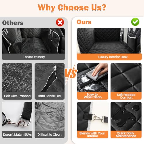 Hard Bottom Car Seat Cover for Dog (Upgraded Black / For Full Size Truck)