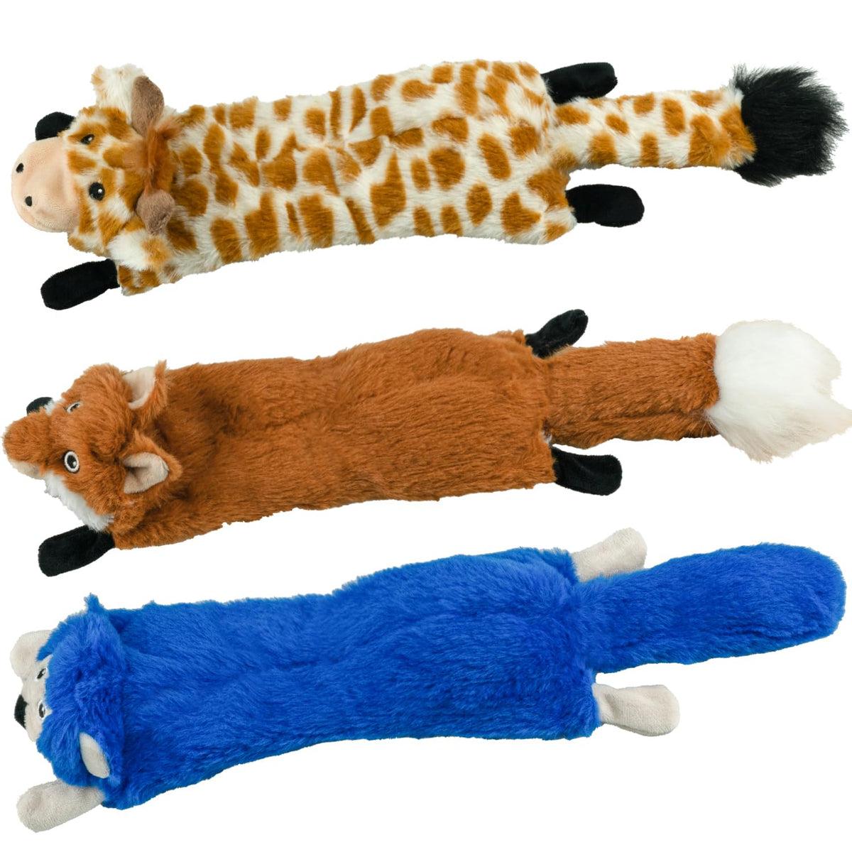 Dog Squeaky Toys No Stuffing 3 Pack (Small / Fur Plush-3 Pack)