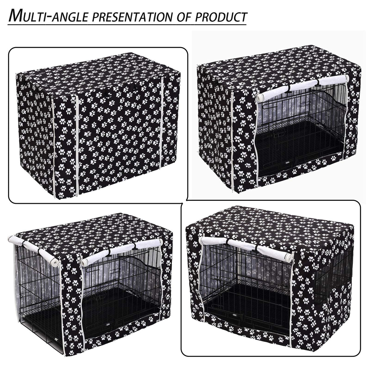 Dog Crate Cover Durable Polyester Pet Kennel Cover Universal Fit for Wire Dog Crate (48.0"L x 30.3"W x 32.0"H / Black)