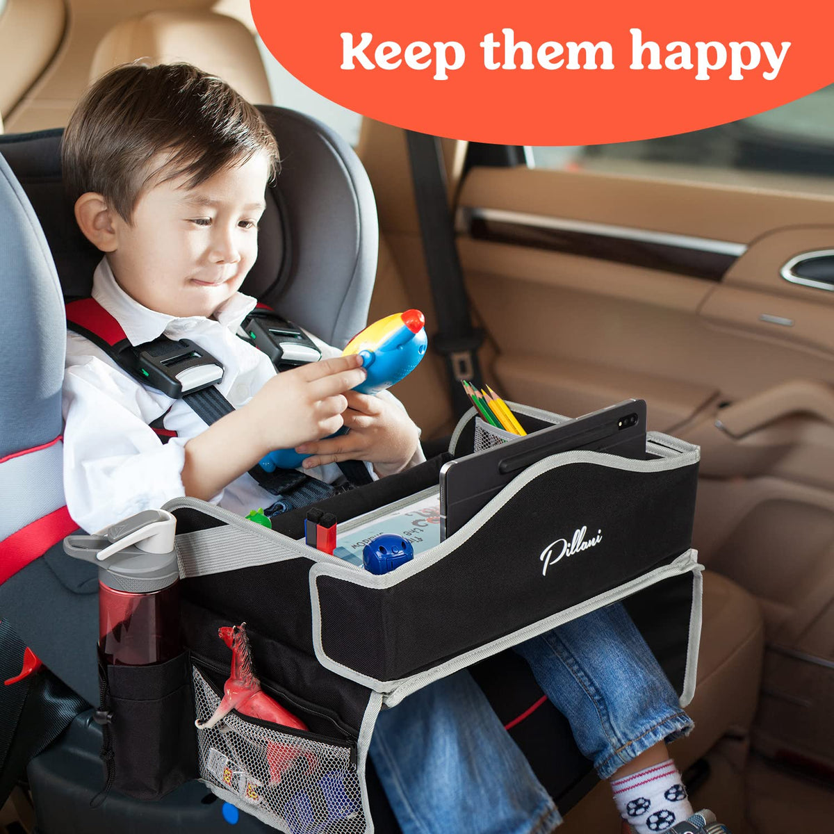 Kids Travel Tray for Car (2-pack Black)