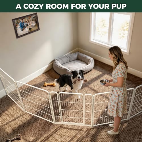 Homeplus Indoor Dog Playpen with Fence (White / 32"H)