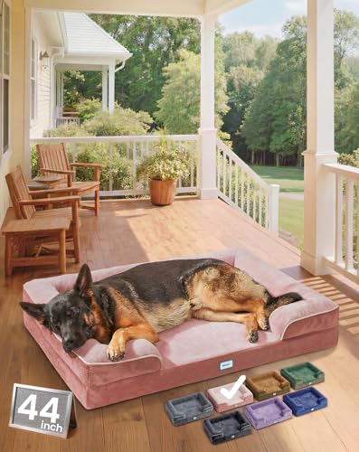 Orthopedic Extra Large Dog Bed Couch (44" x 29" x 7" / 07-Pink)
