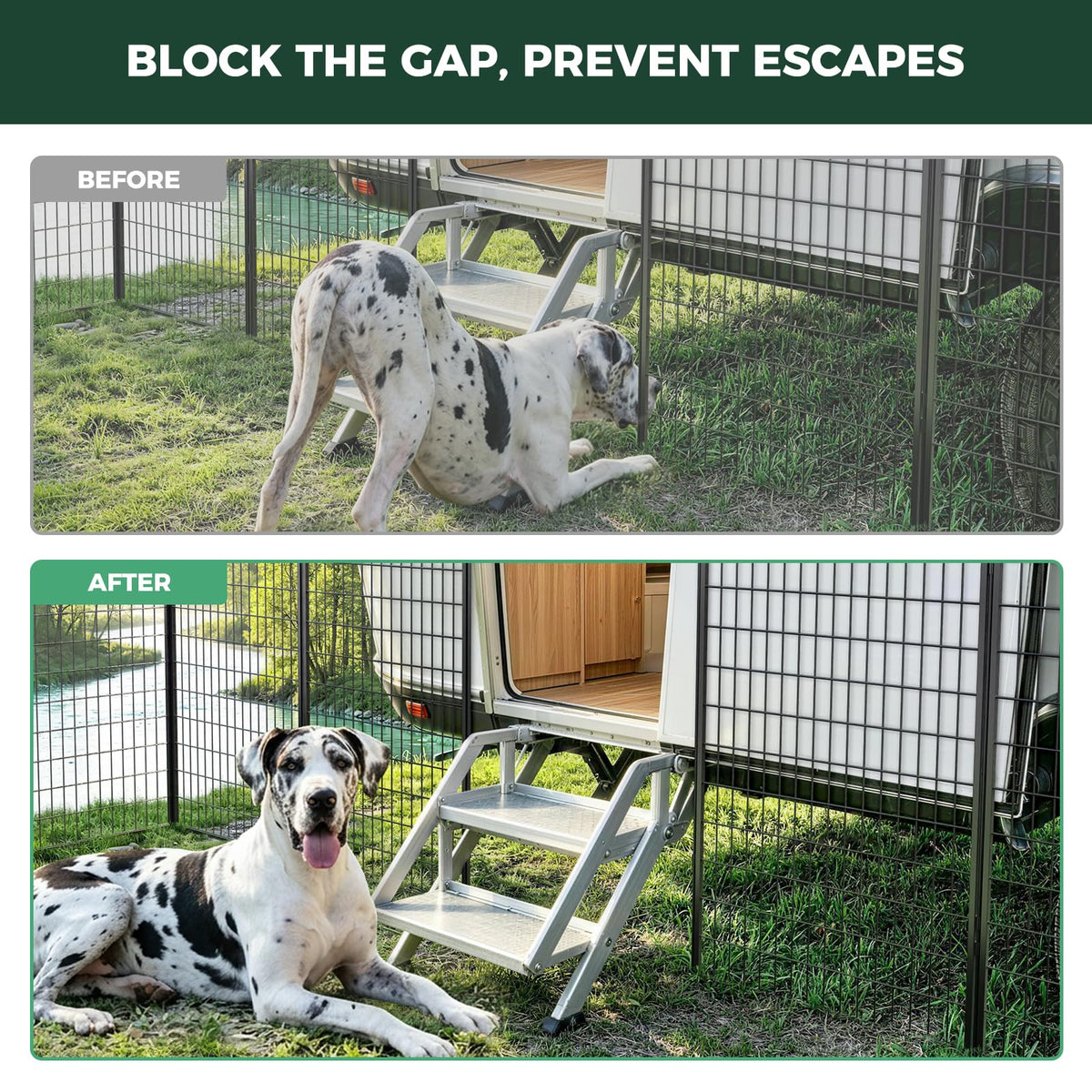 Rollick Dog Playpen with RV Step Grid for RV Camping (Black / 50"H)