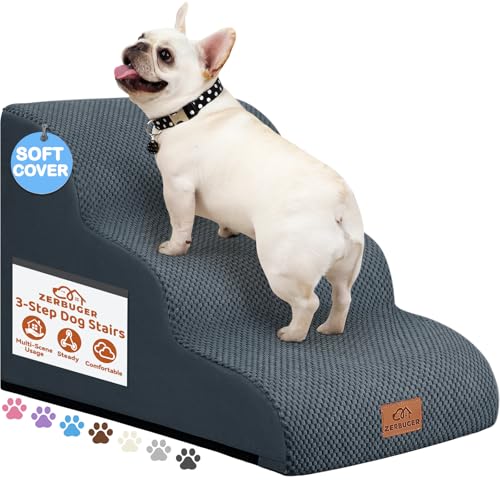 Dog Ramp and Stairs for Bed (Dark Grey / 3)