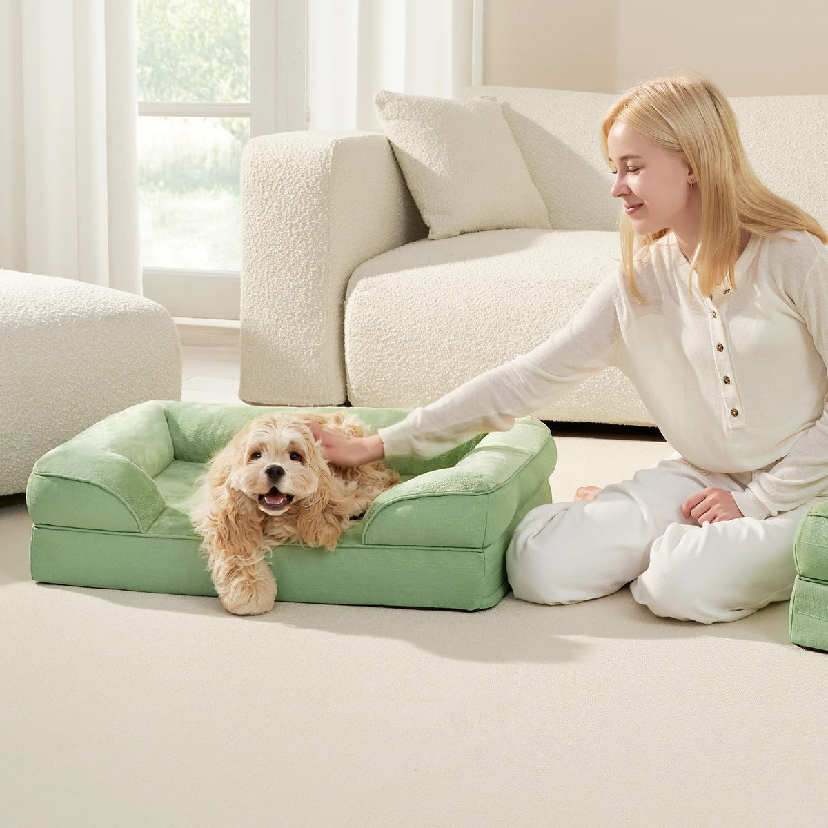 Orthopedic Small Dog Bed (Sage Green / 24.0"l X 18.0"w X 6.0"th)