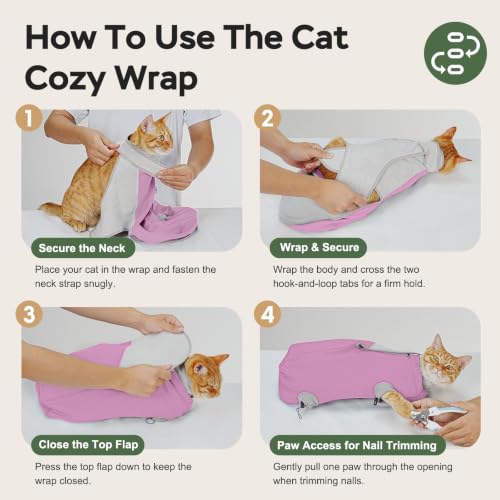 Cat Wrap for Cutting Nails (S(5-10lbs) / Pinkish Purple)