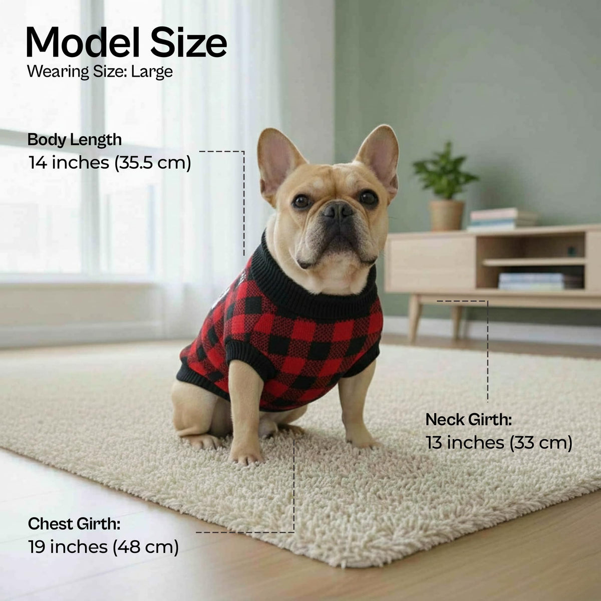 Dog Sweaters Cable Knit Dog Outfit (L / Checkered Red)