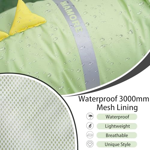 Dog Raincoat Waterproof Reflective Adjustable Hooded Dog Rain Coat with Leash Hole (Green Dinosaur / XXX-Large(77-95lb))