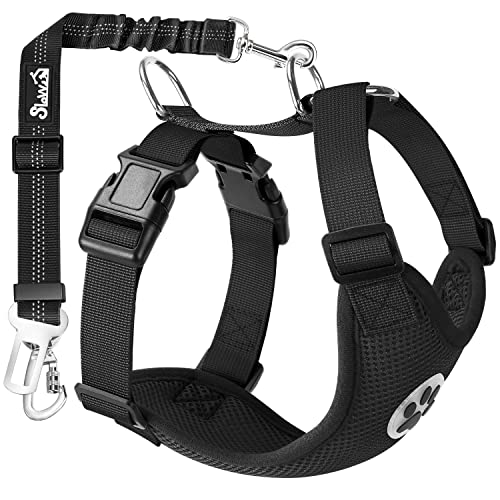 Dog Seat Belt and Harness for Car (Black / Medium)
