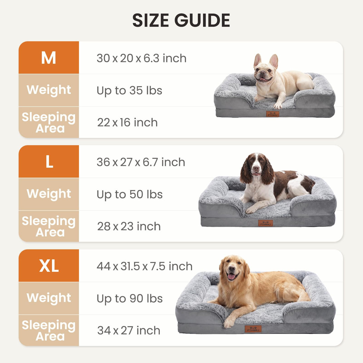 Orthopedic Extra Large Dog Bed (Grey / 44.0" L x 31.5" W x 7.5" Th)