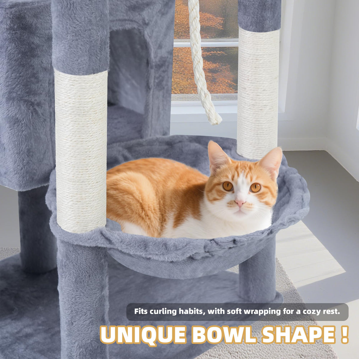37.5" All-in-One Cat Tree Tower with Scratching Board & Posts Cozy Sleeping Perch Hammock and Toy Balls,Grey (37.5'' / Grey)
