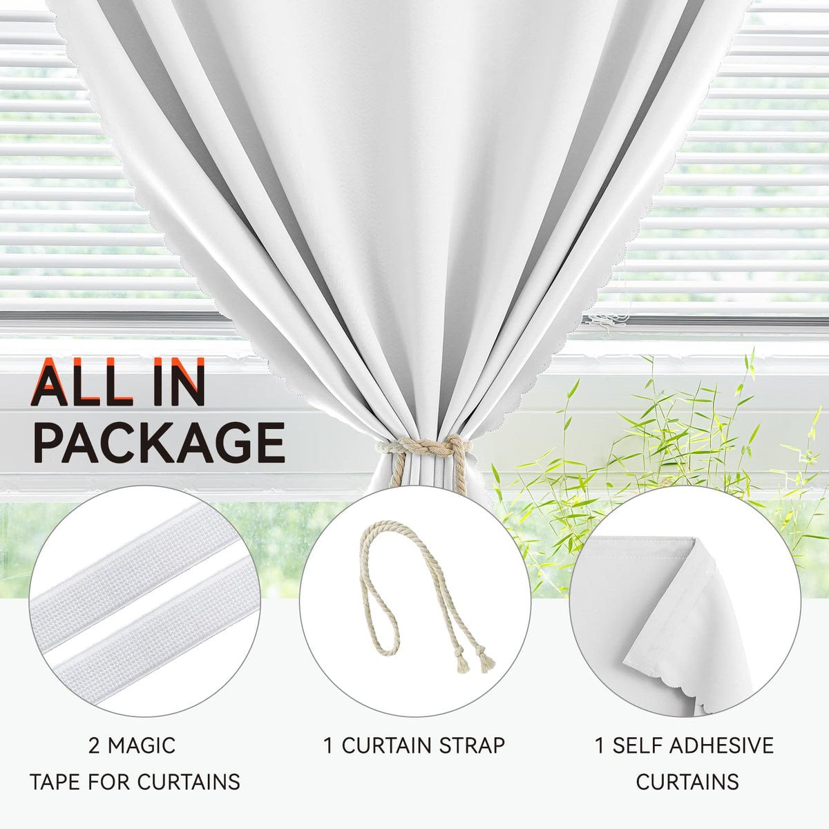 Blackout Curtains Adhesive (White / 47"W x 79"L (Pack of 1))
