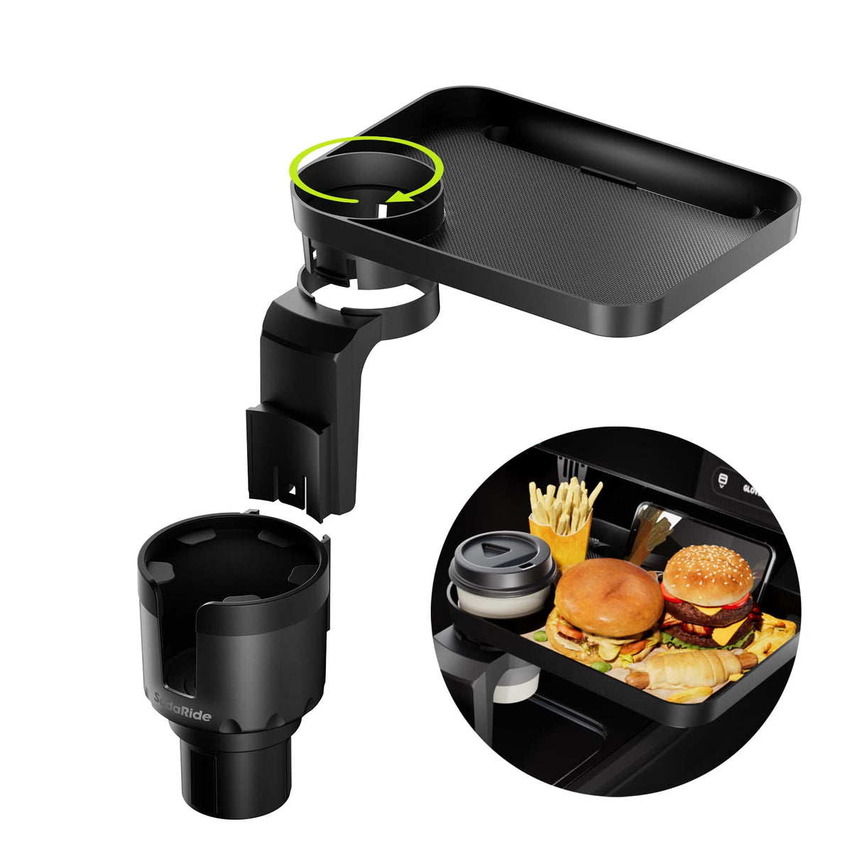 Car Cup Holder Tray (1 cup holder + 1 tray)