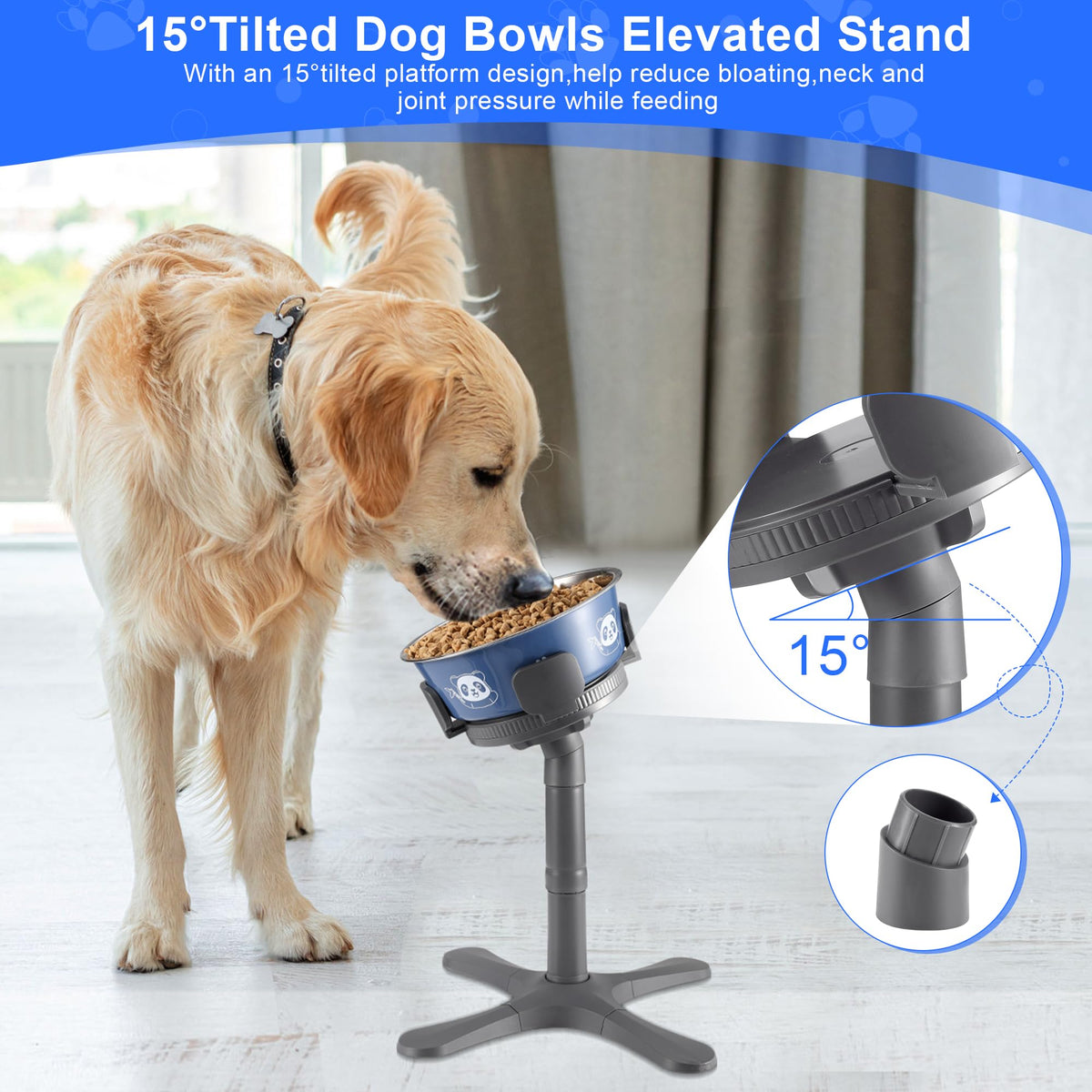Dog Bowls Elevated Adjustable Stand (Grey / Dog Bowl Stand 1 Pack Grey)