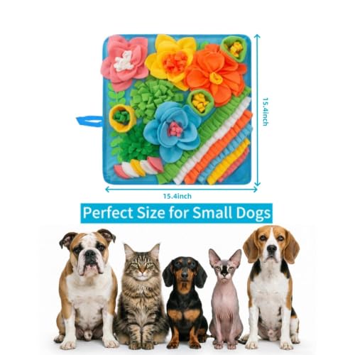 15.4" Snuffle Mat for Small Dogs Cats (15.4"L x 15.4"W / blue)