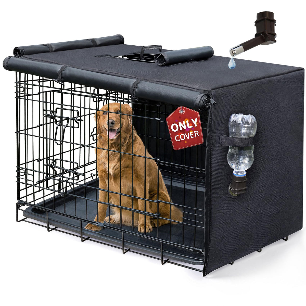 Dog Crate Cover 30 Inch Waterproof Pet Kennel Cover 600D Heavy Duty Dog Cage Cover Universal Fit for Most Wire Pet Crates (30.0"L x 19.0"W x 21.0"H / Black)