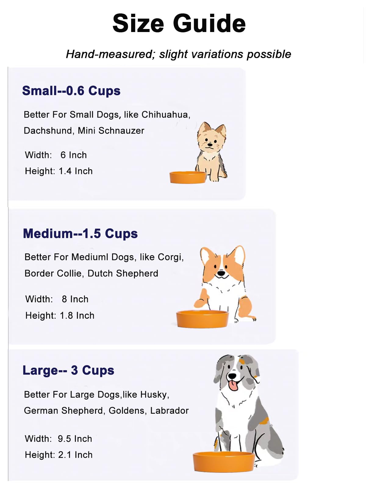 Ceramic Slow Feeder Dog Bowl for Medium & Large Dogs (Pumpkin Orange / L-3 Cups)