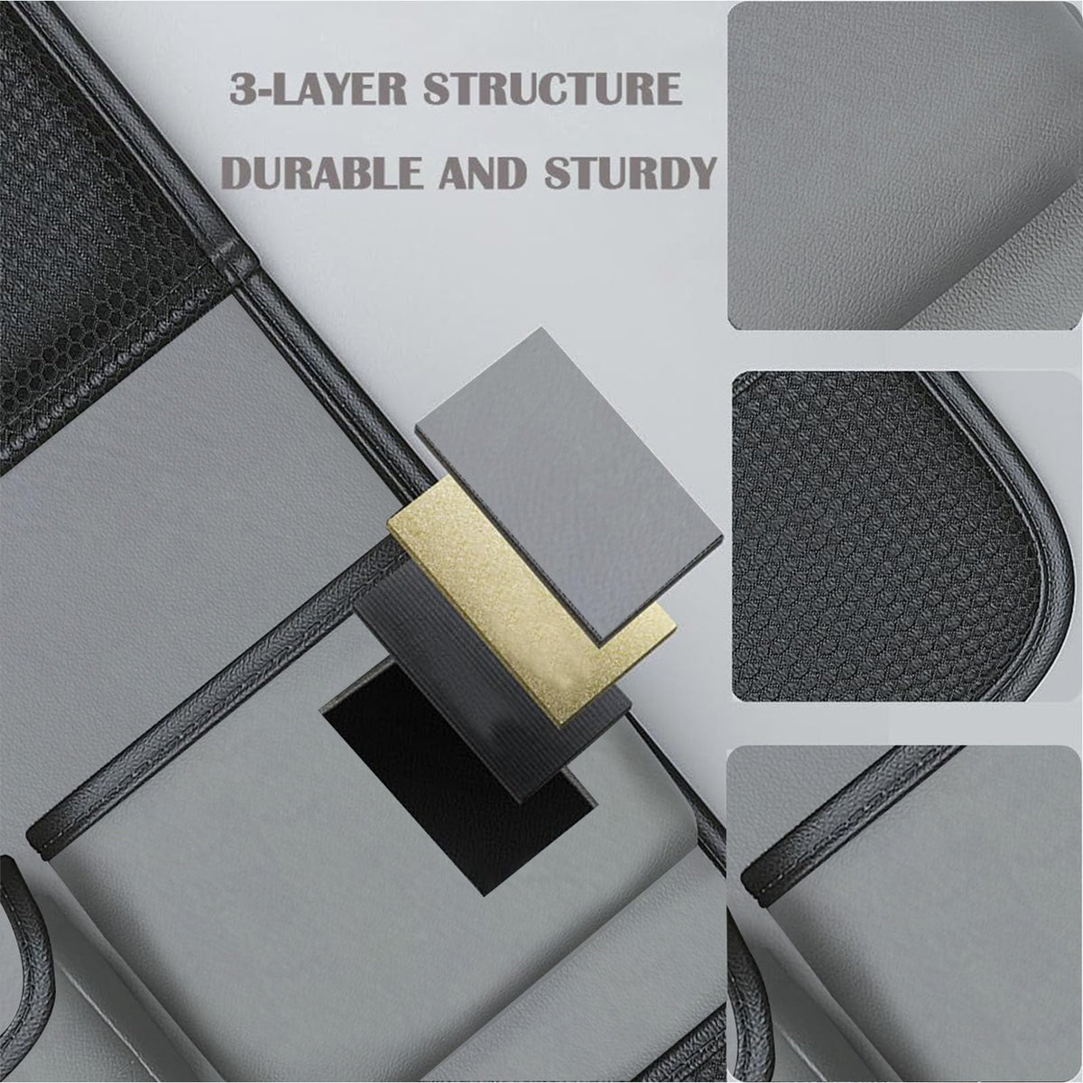 2 Pack Leather Car Backseat Organizer with Foldable Table Tray (Gray)