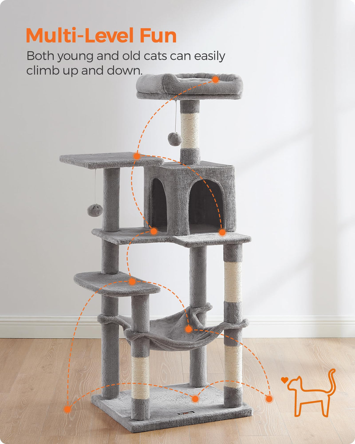 Cat Tree 54.2 (54.2 Inches / Light Gray)