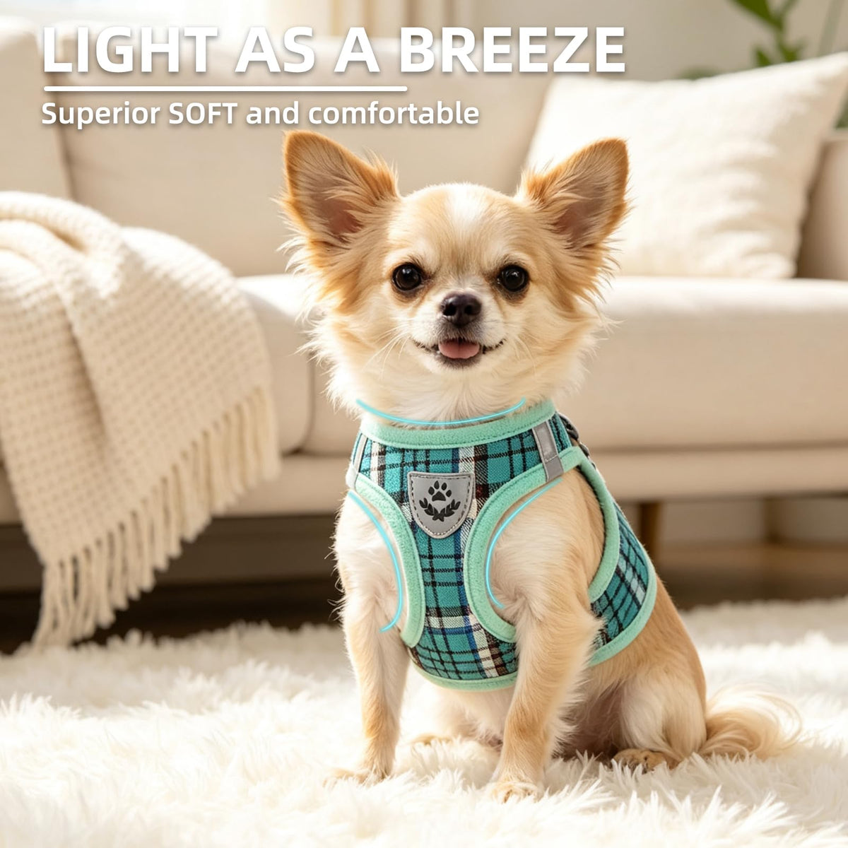 Dog Harness Collar and Leash Set No Pull for Small Medium Sized (Lake Green / S (CHEST 14.5"-16"))