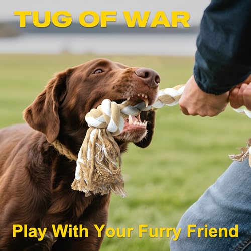 Dog Rope Toys for Medium Large Dogs (White-3 knots / Large)