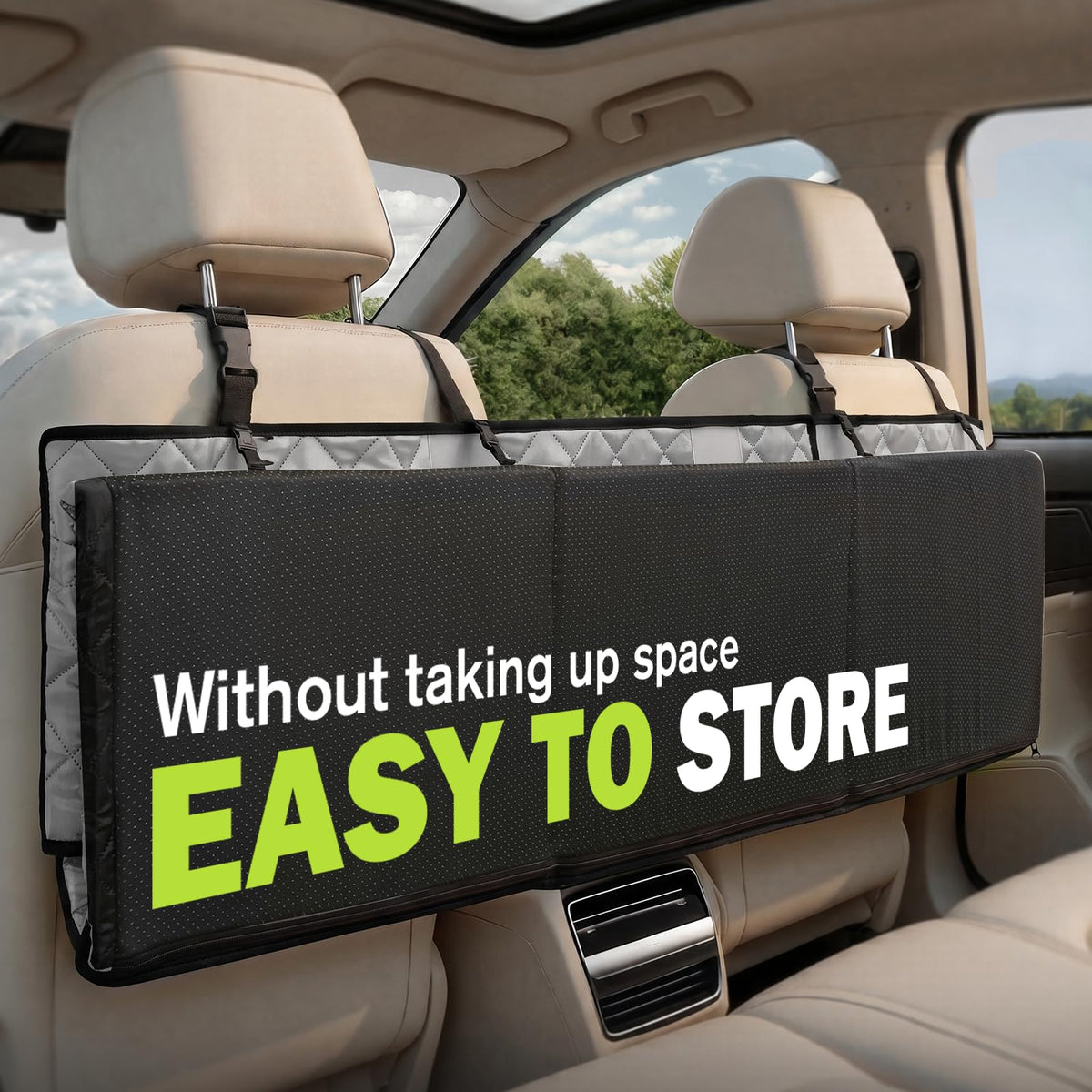 Back Seat Extender for Dogs 56.29 * 28.74 in (For Full Size Truck / Full Size SUV / full surrounded style (gray))