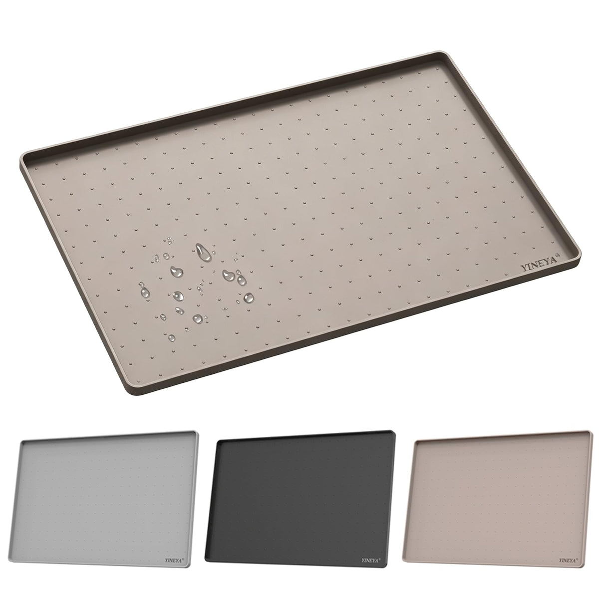 22" x 14" Silicone Dog Food Mat Waterproof (Taupe / 22" x 14")