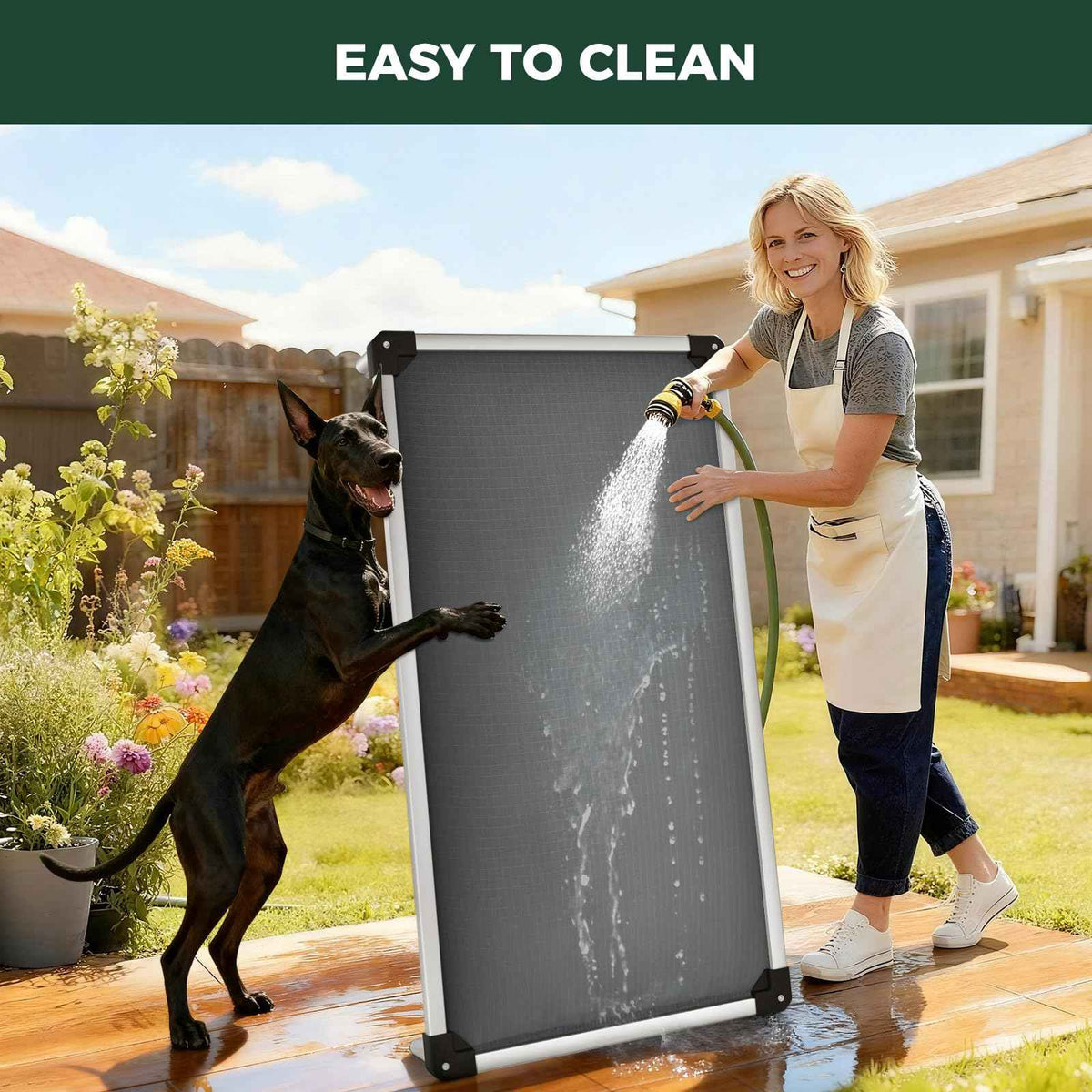 Rollick Dog Playpen with Padded Dog Bed (Black / 50"H)