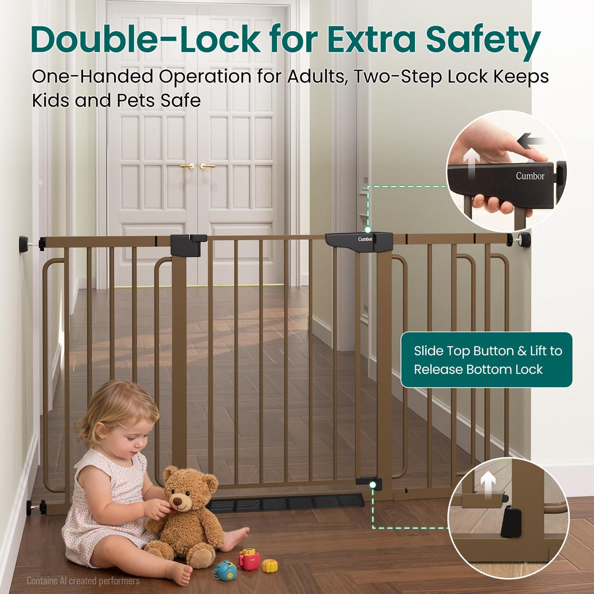 30.4 56.8" Extra Wide Baby Gate (Brown / 30.4"-56.8" W x 30.5" H)