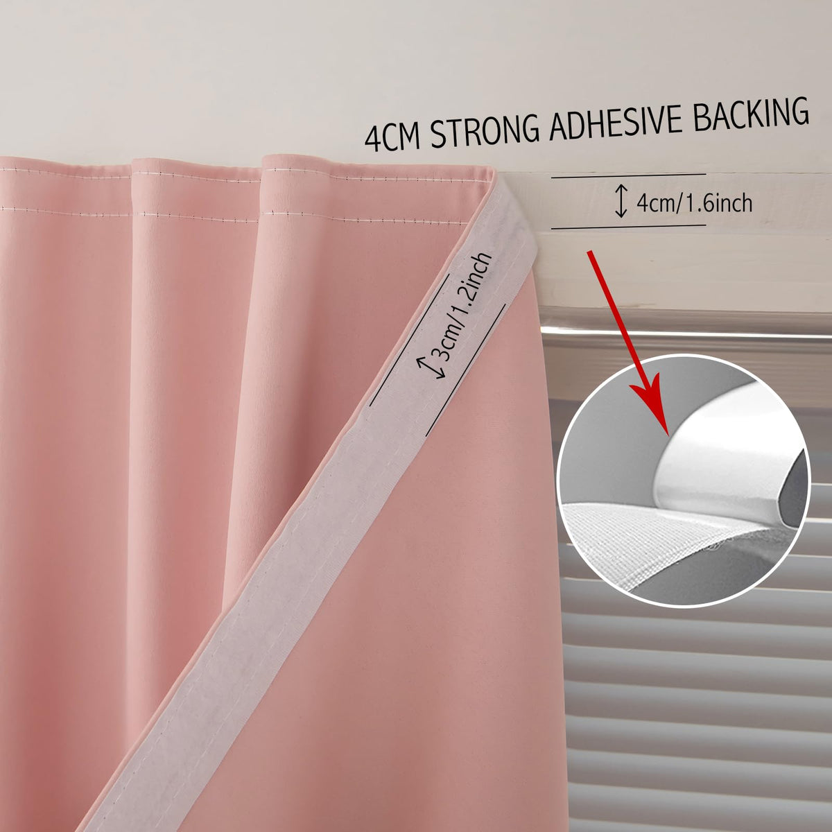 Self Adhesive Blackout Curtains (59"W x 71"L (Pack of 1) / Pink)