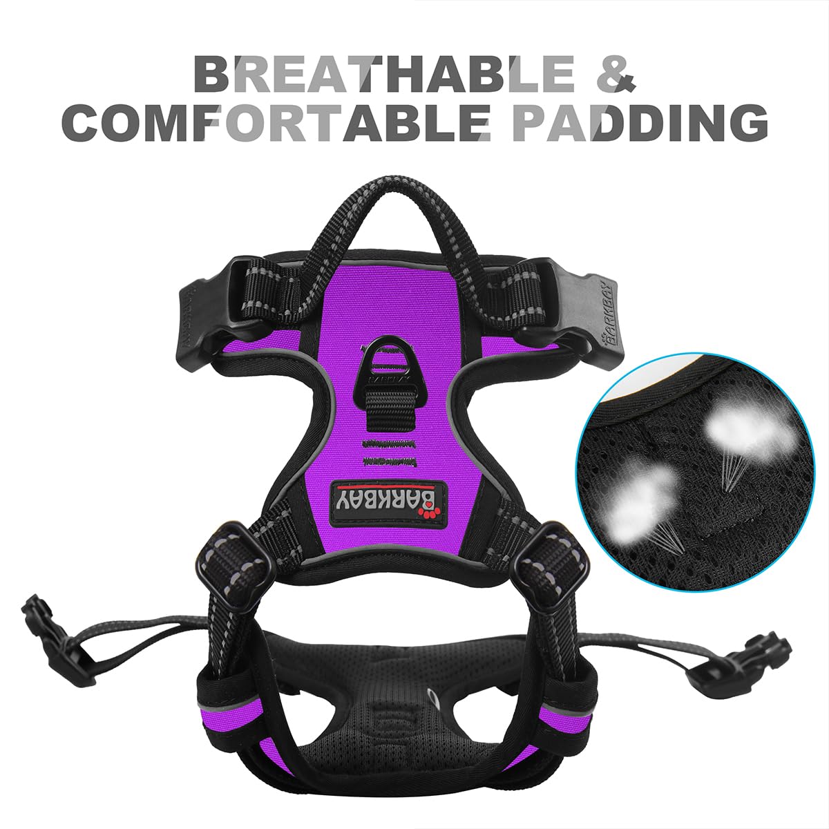 Dog Harness No Pull for Small Sized Dog Front Back Clips (X-Small(Chest:15.5-19.5”) / Purple)