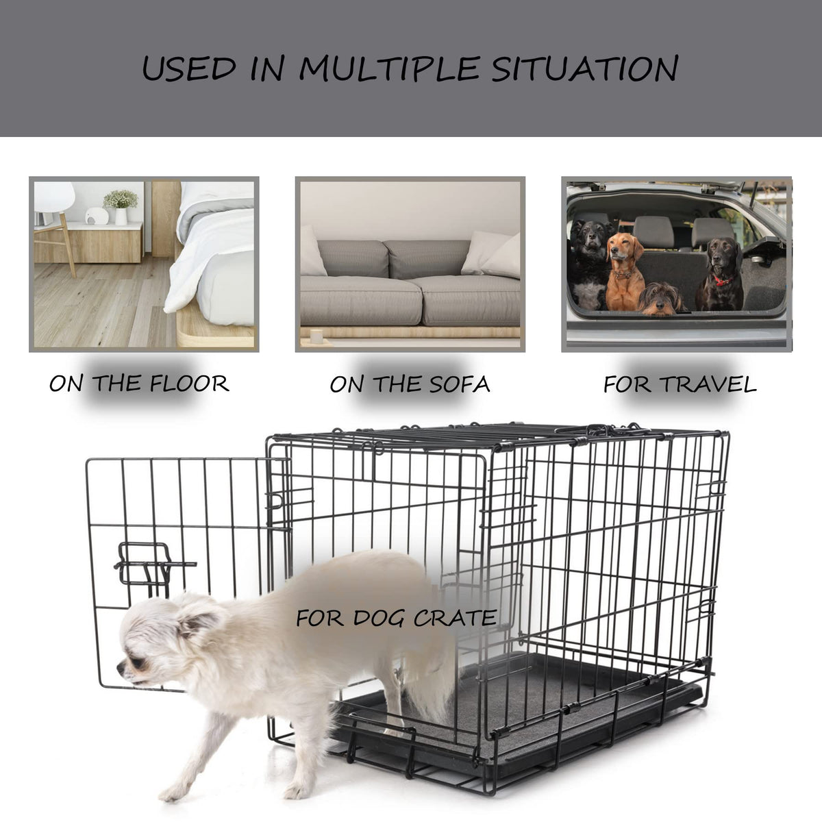 Washable Dog Bed Mat Medium Size Fluffy Pet Crate Pad 36x23 (Grey / 36.00" x 23.00" x 1.50")