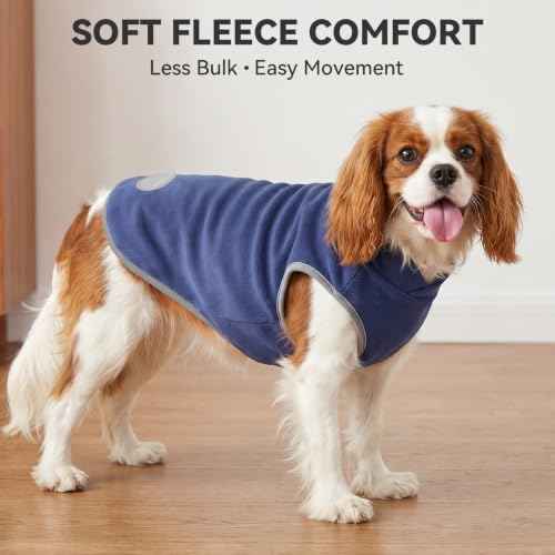 2 Pack Fleece Dog Sweater Pullover Lightweight Reflective Jacket (Large / Solid Navy & Grey)