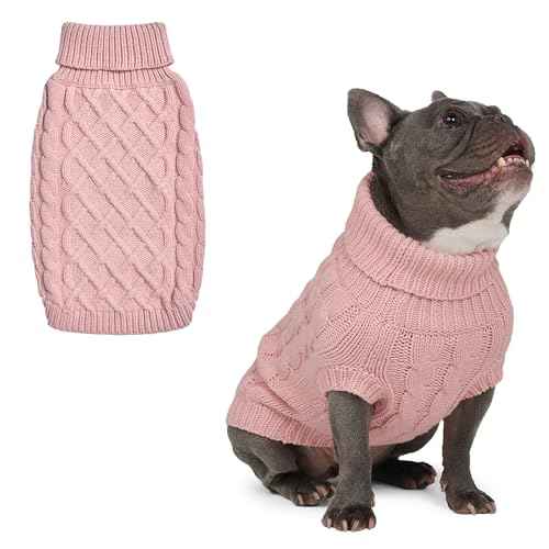 Knit Dog Sweater (Pink Cableknit / Large)