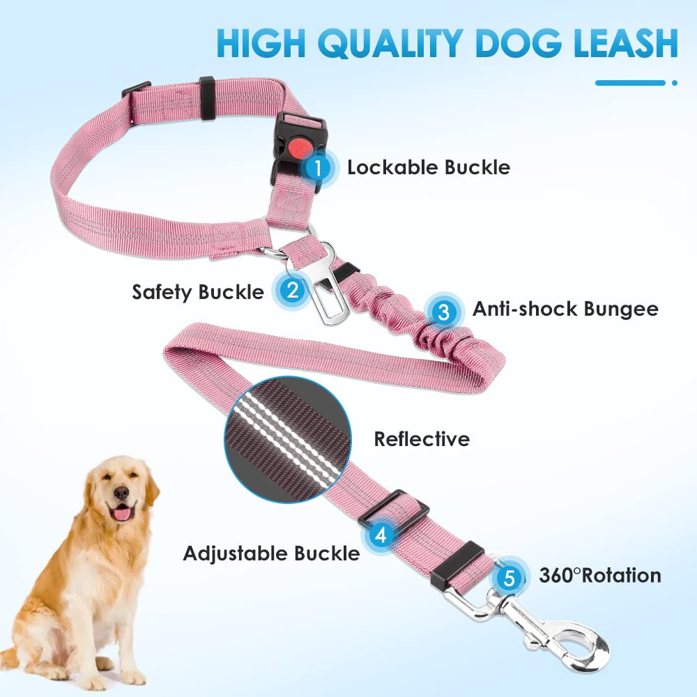 Dog Seat Belt for Car (I.Pink)