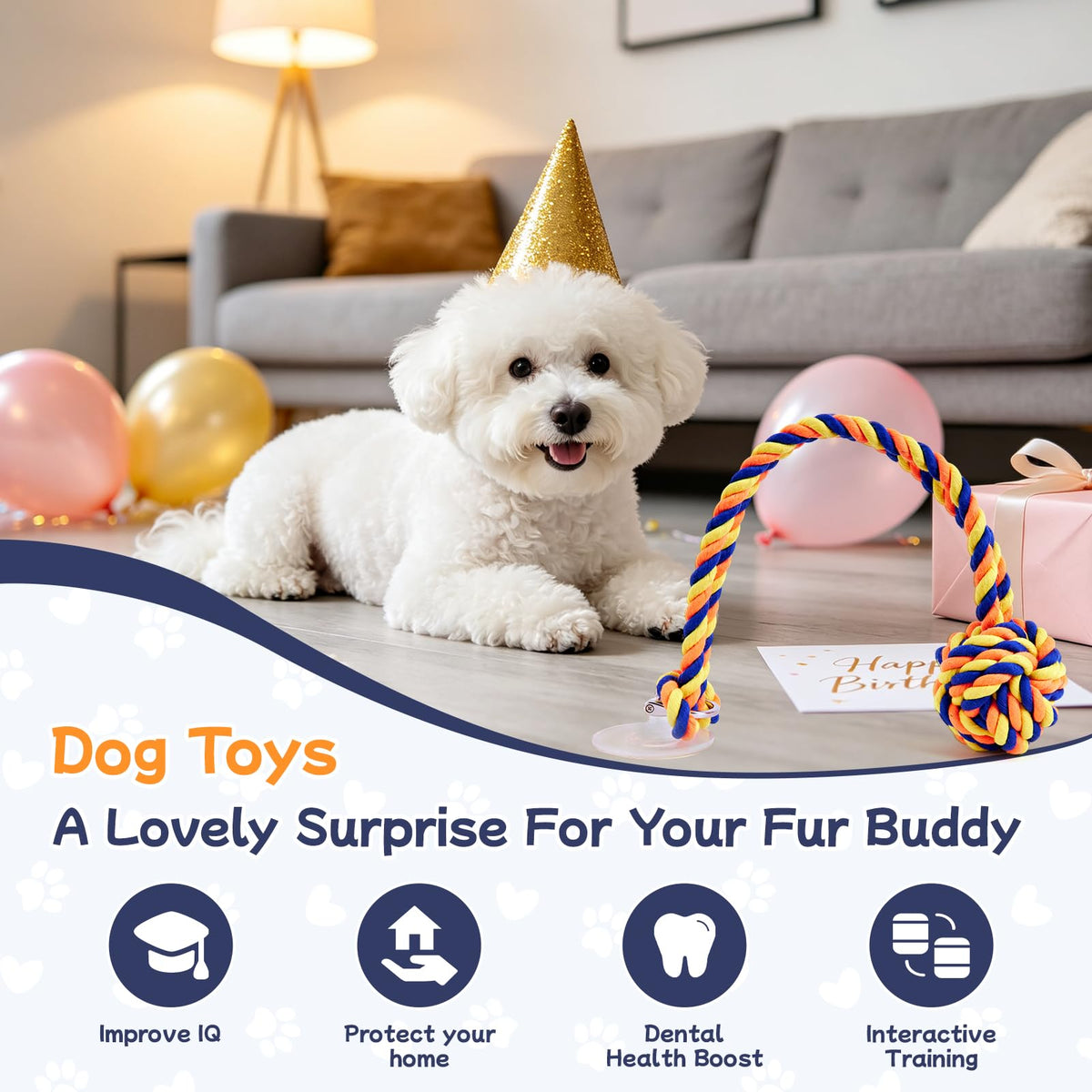 Dog Rope Toy with Suction Cup Interactive Tug of War Toy 2Pcs (suction cup)