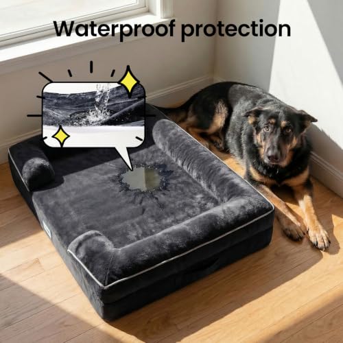 Orthopedic Large Dog Bed Couch Sofa with Memory Foam (45" x 33" x 7.5" / 03-Black)