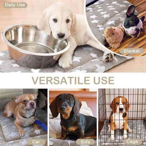 4 Pcs Dog Crate Pads Soft Warm (Rectangular 20 x 30 x 1.6 Inch / Star / Colorful)
